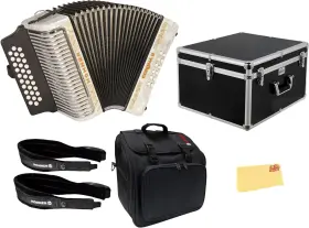 Accordions 313022853869 Corona Ii G/c/f Accordion - Pearl White Bundle With Case Gig Bag Straps And A