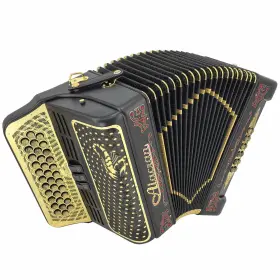 Nal-3412-3-bsp-gcf Alacran Accordion 34 Button 12 Bass 3 Switches Gcf Black Satin