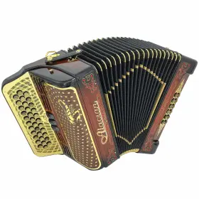 Nal-3412-3-bws-ead Alacran Accordion 34 Button 12 Bass 3 Switches Ead Brown Wood Stain