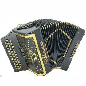 Nal-3412-mx3-bsp-fbe Alacran Accordion 34 Button 12 Bass 3 Switches Fbe Super Compact Black Satin