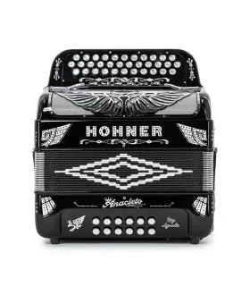 Accordion1880 Anacleto Pre-owned Hohner Rey Aguila Two-tone Fbe/gcf Compact Accordion - Black