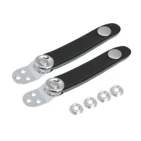 Bqlzr M4190220106 Black Leather Accordion Bellows Straps With Metal Extensions And 4 Buckles