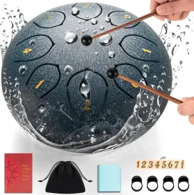 Cy00372-2 Cahaya Steel Rain Drum 6-inch 8 Notes Tongue With 6 In Navy Blue