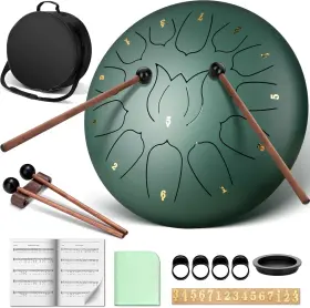 Cy00374-1-eu Cahaya Steel Tongue Drum 12-inch 13 Notes 12 In Stone Green