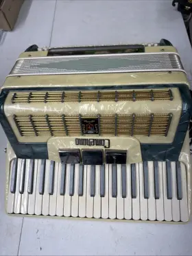 Mod.434 Camerano Mod.434/155 Piano Accordion Made In Italy Blue/green And White Untested With Case