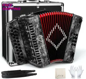 Chehery 313107637667 Accordion 21 Keys 8 Bass Adult Push Pull Heterophonic B/c Tone Gray Freeshipping