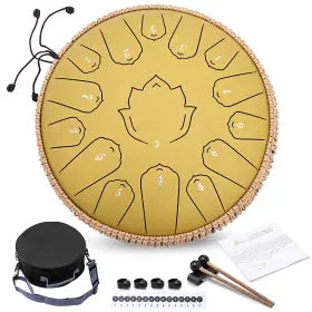 Cironbow Xmgsd13in15yf-hhk-jhs Steel Tongue Drum 13 Inch 15 Notes Hand Drums With Yellow