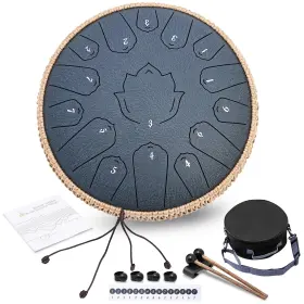 Cironbow Xmgsd13in15yf-hhk-zqs Steel Tongue Drum 13 Inch 15 Notes Hand Drums Navy Blue