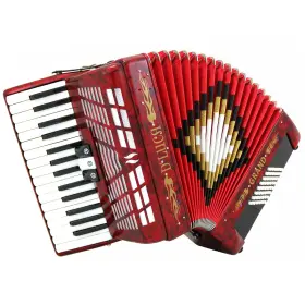 D3048-rd Dluca Dftluca Grand Piano Accordion 3 Switches 30 Keys 48 Bass Case And Straps Red