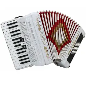 D3048-wh Dluca Dftluca Grand Piano Accordion 3 Switches 30 Keys 48 Bass Case And Straps White