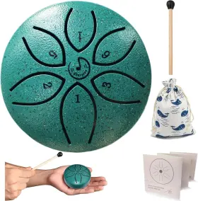 Ws023pn Everjoys Rain Drum For Outside- Steel Tongue 3 Inch 6 Notes Green