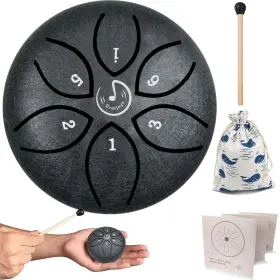 Everjoys Ws032pn Steel Tongue Drum 3 Inch 6 Notes C-key Handpan Percussion Black
