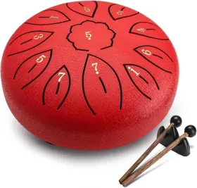 A40907-mg-us Facmogu 6 Inches 11 Notes Steel Tongue Drum Rain Red