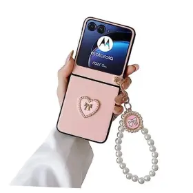 Motopi7865 Fanumu For Motorola Razr Plus 2023 Case With Chain Women Pu Leather Protective