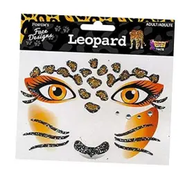 74478 Forum Novelties Face Designs-leopard Multi Standard