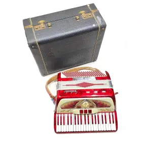 Fw320m Galanti Accordion 1950s 1960s Red And White Mother Of Pearl Italy
