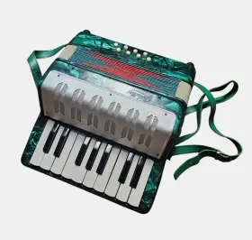 Gl-104 Goodlin Vintage Mini Piano Accordion Childrens Musical Green Gl 104 With Box