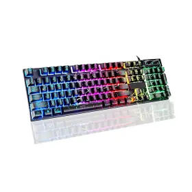 Guiheng 762238970219 Wired Crack Rainbow Gaming Keyboard 104 Keys Light Up Mechanical Fee