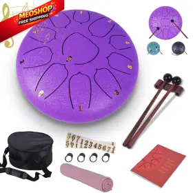 Heyfriday Drum002 Steel Tongue Drum - 10 Inches 11 Notes Rain Metal Lavender