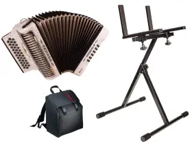 Hohner 190786158436 Cxgw Corona Ii Xtreme Accordion In Gcf With Bag Cloth And Stand Bundle