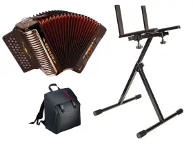 Hohner 190786158535 Cxfb Corona Ii Xtreme Accordion In Fbbeb With Bag Cloth And Stand Bundle