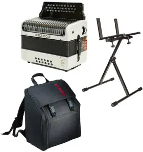 Hohner 190786393011 C-ii Corona Accordion Fbbeb White Rainbow With Bag Cloth And Stand Bundle