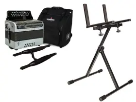 Hohner 190786394322 C-ii Corona Accordion Gcf Silver Rainbow With Bag Cloth And Stand Bundle