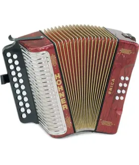 3000gr Hohner Diatonic Button Accordion 1600/2 Erica Two-row Gc Red