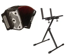 3100gcfbk Hohner Panther Diatonic Accordion Key Of Gcf With Cloth And Stand Bundle