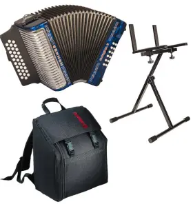 3500bl Hohner Corona Ii Diatonic Accordion Fbbeb Blue With Bag Cloth And Stand Bundle