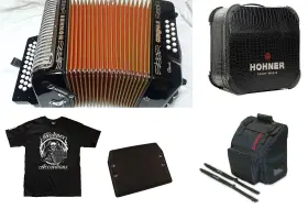 3523eb Hohner Corona Ii Classic Black Negro Ead Mi Accordion Bag/straps/pad/shirt New