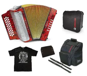 3523er Hohner Corona Ii Classic Red Rojo Ead Mi Accordion Bag/straps/pad/shirt Dealer