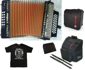 3523fb Hohner Corona Ii Classic Fbe Black Accordion Acordeon Bag Straps Backpad Shirt