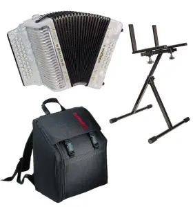 3523fw Hohner Corona Ii Classic Accordion Fbbeb White With Bag Cloth And Stand Bundle