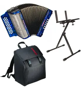 3523gbl Hohner Corona Ii Classic Accordion G/c/f Blue With Bag Cloth And Stand Bundle