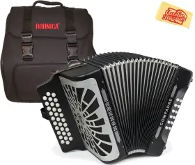 Hohner 810037698633 Compadre Gcf 3-row Diatonic Accordion - Black With Gig Bag