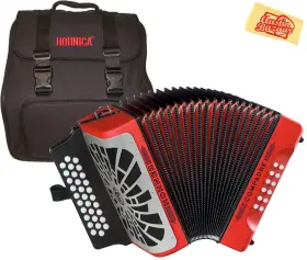 Hohner 810037698640 Compadre E/a/d 3-row Diatonic Accordion - Red With Gig Bag