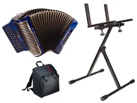 Hohner 825232538325 Cxgbl Corona Ii Xtreme Accordion In Gcf With Bag Cloth And Stand Bundle