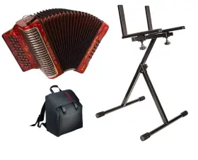 Hohner 825232538622 Cxgr Corona Ii Xtreme Accordion In Gcf With Bag Cloth And Stand Bundle