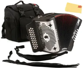 Hohner 840262206778 Panther Diatonic Accordion - Keys F/bb/eb With Road Kit