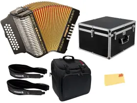Hohner 840262228787 Corona Ii F/bb/eb Accordion - Black With Hard Case