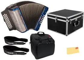 Hohner 840262228848 Corona Ii F/bb/eb Accordion - Pearl Dark Blue With Hard Case
