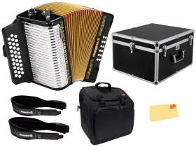 Hohner 840262228862 Corona Ii G/c/f Accordion - Black With Hard Case