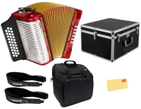 Hohner 840262228886 Corona Ii G/c/f Accordion - Pearl Red With Hard Case