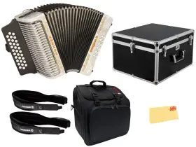 Hohner 840262228909 Corona Ii G/c/f Accordion - Pearl White With Hard Case
