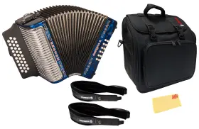 Hohner 840262228916 Corona Ii G/c/f Accordion - Pearl Dark Blue With Gig Bag