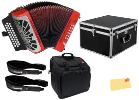 Hohner 840262230025 Compadre Gcf 3-row Diatonic Accordion - Red With Hard Case