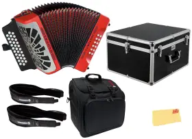Hohner 840262230056 Compadre Ead 3-row Diatonic Accordion - Red With Hard Case