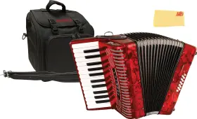 Hohner 840262242813 Hohnica 1303 12 Bass Piano Accordion - Pearl Red With Gig Bag
