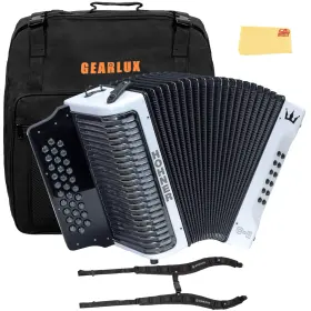 Hohner 840262242899 Corona C-ii F/bb/eb Accordion - White Rainbow With Gig Bag